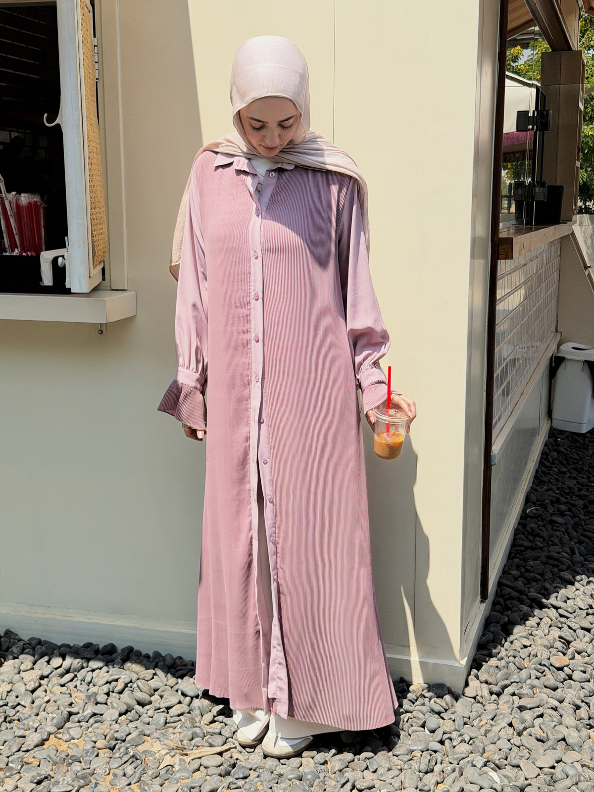 Timeless Pleated Shirt Dress in Cashmere