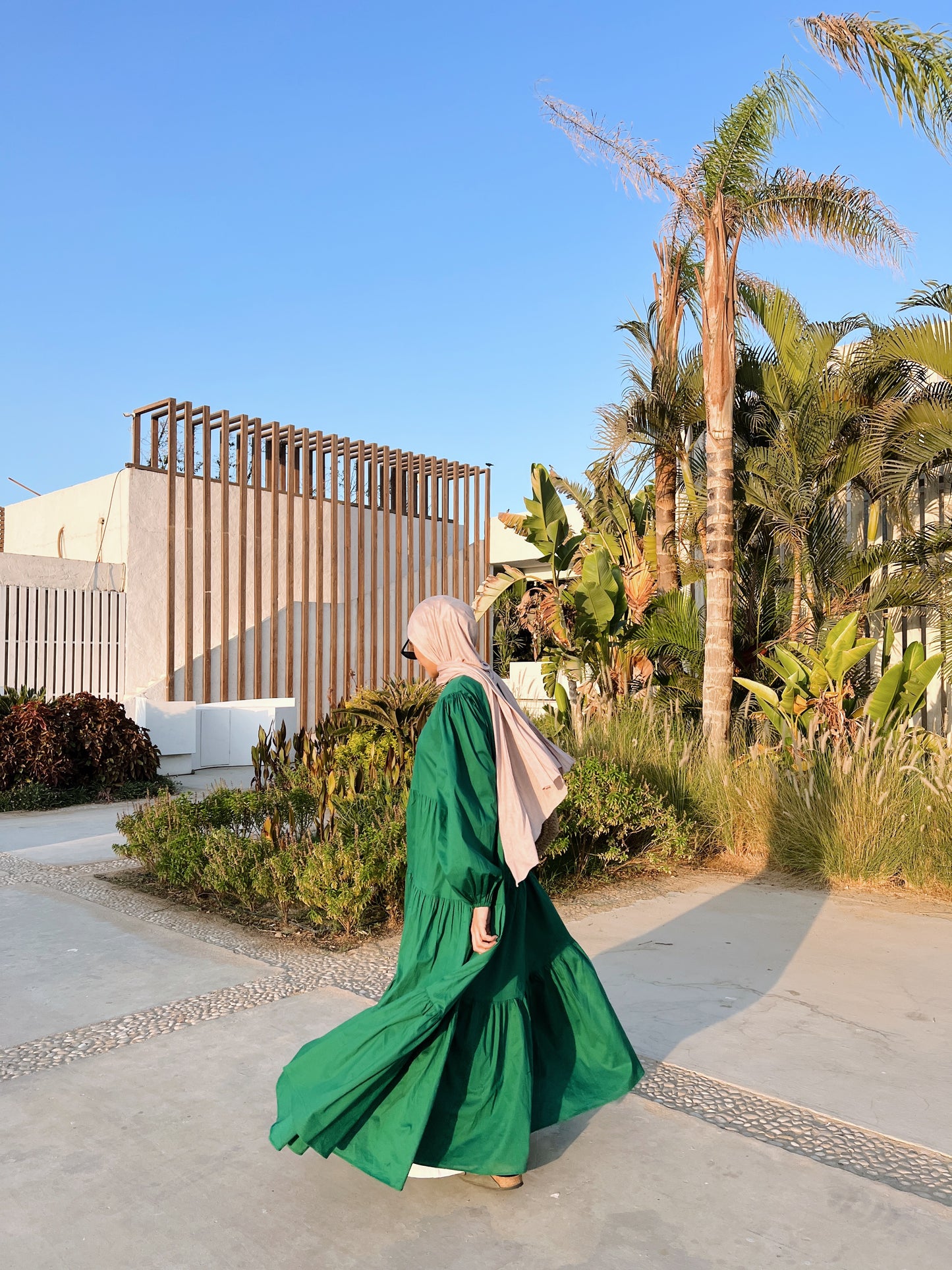 Poplin Gypsy Dress Green