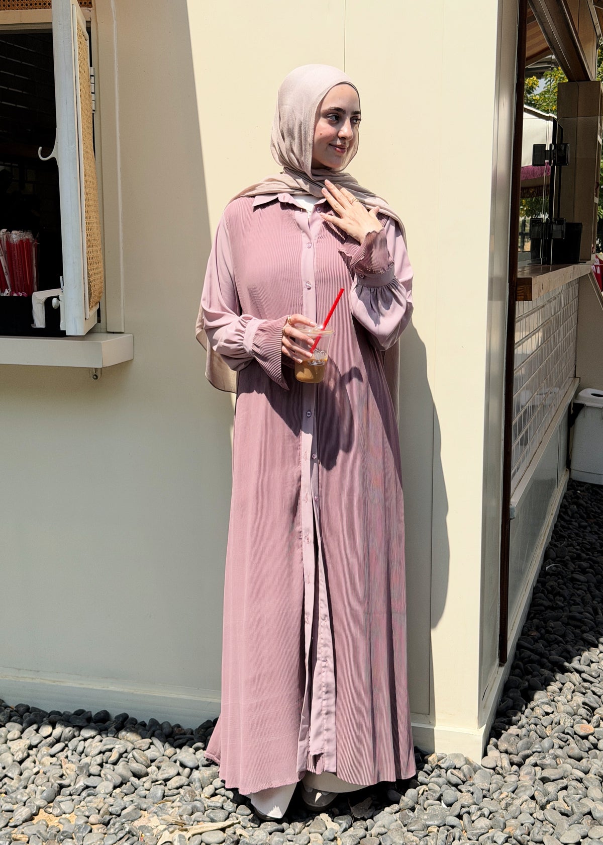 Timeless Pleated Shirt Dress in Cashmere