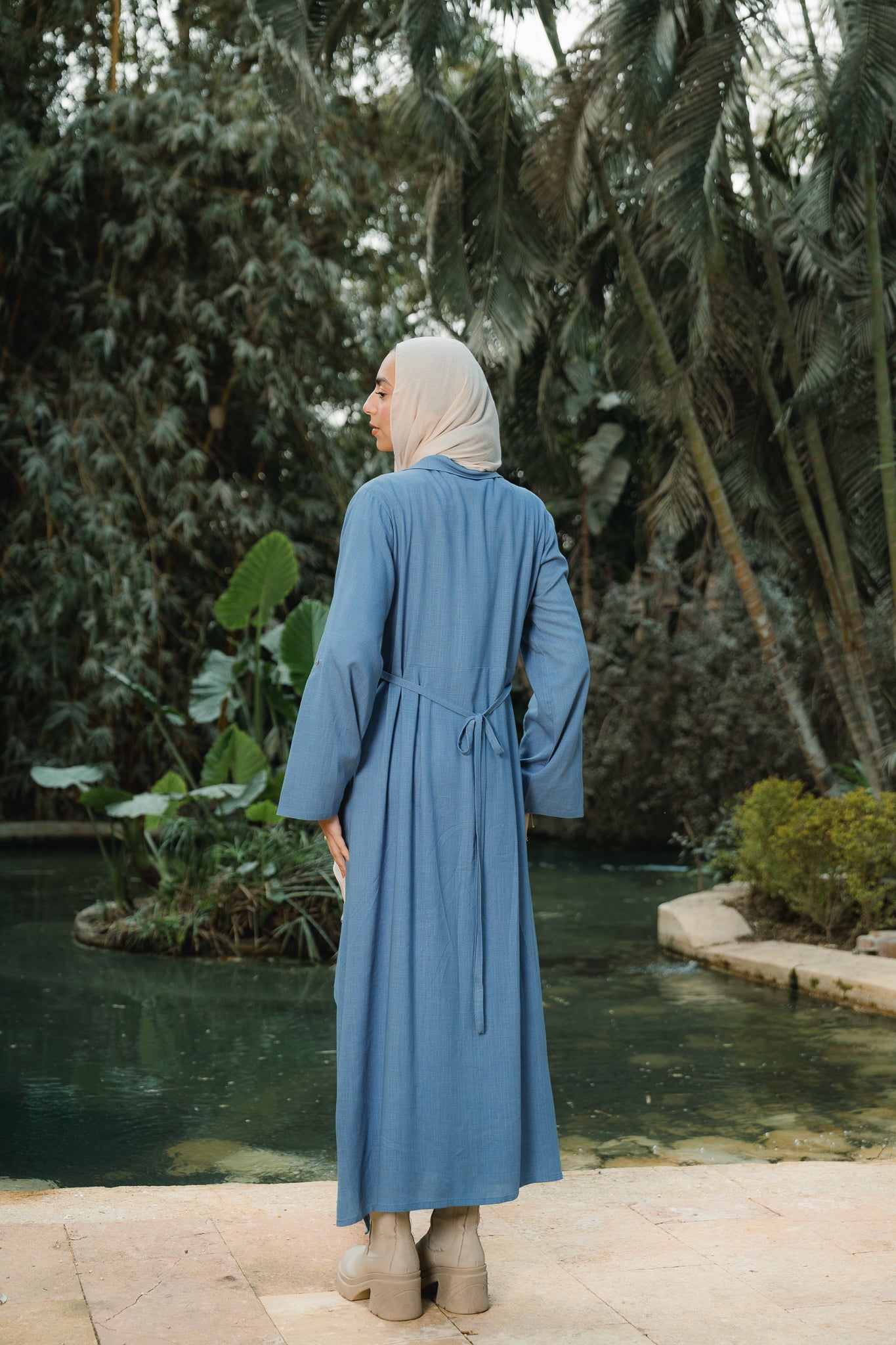 Ruffled Shirt Dress in Blue