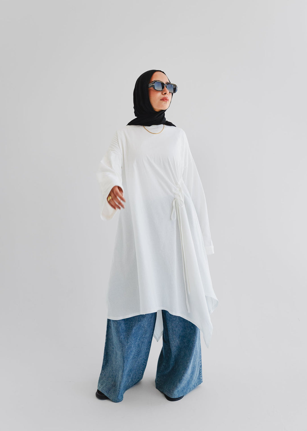 Breeze Drawstring Top In white
