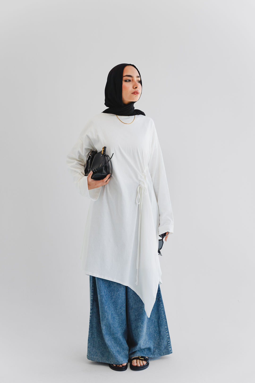 Breeze Drawstring Top In white