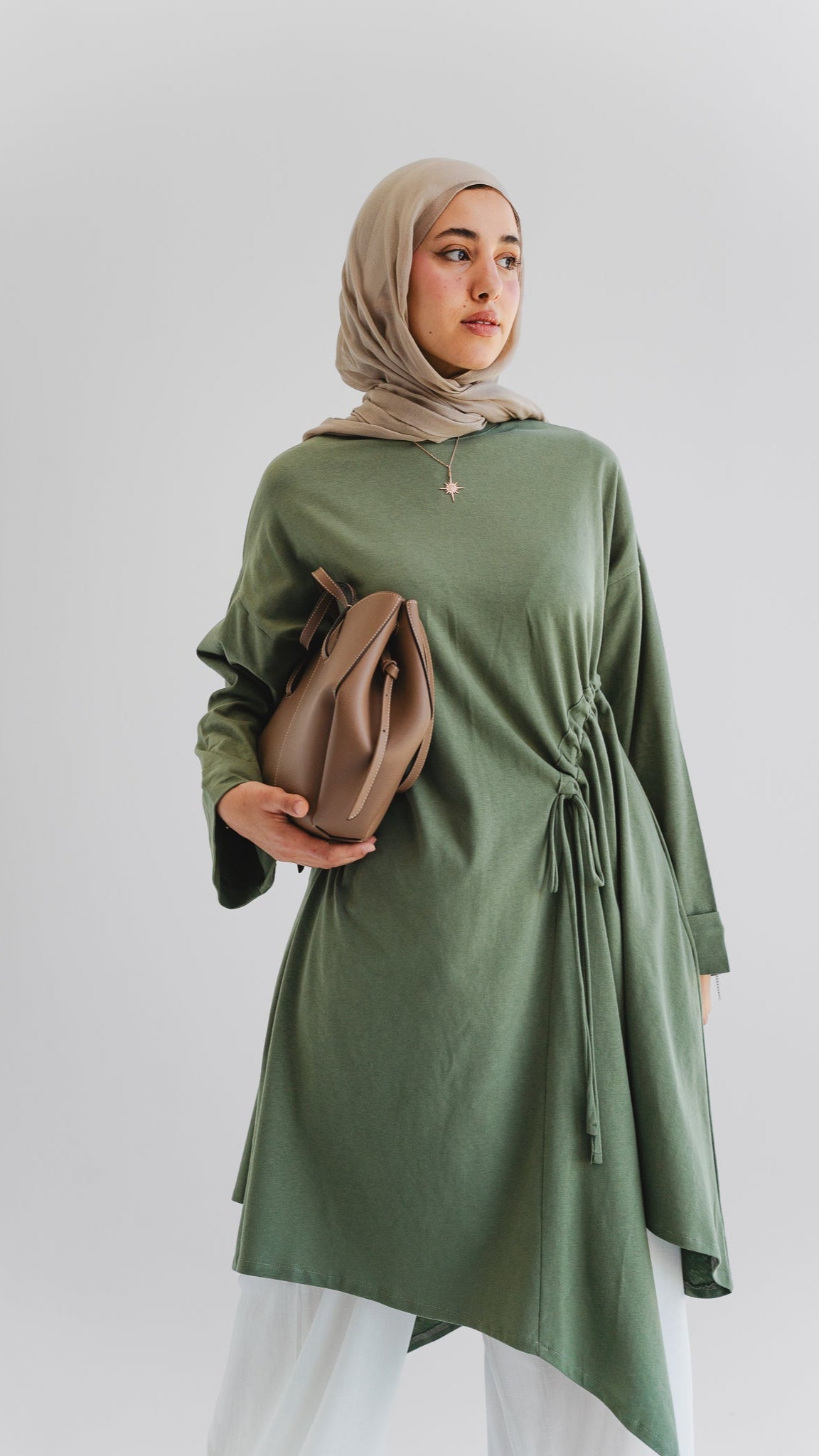Breeze Drawstring Top In Earthy Olive
