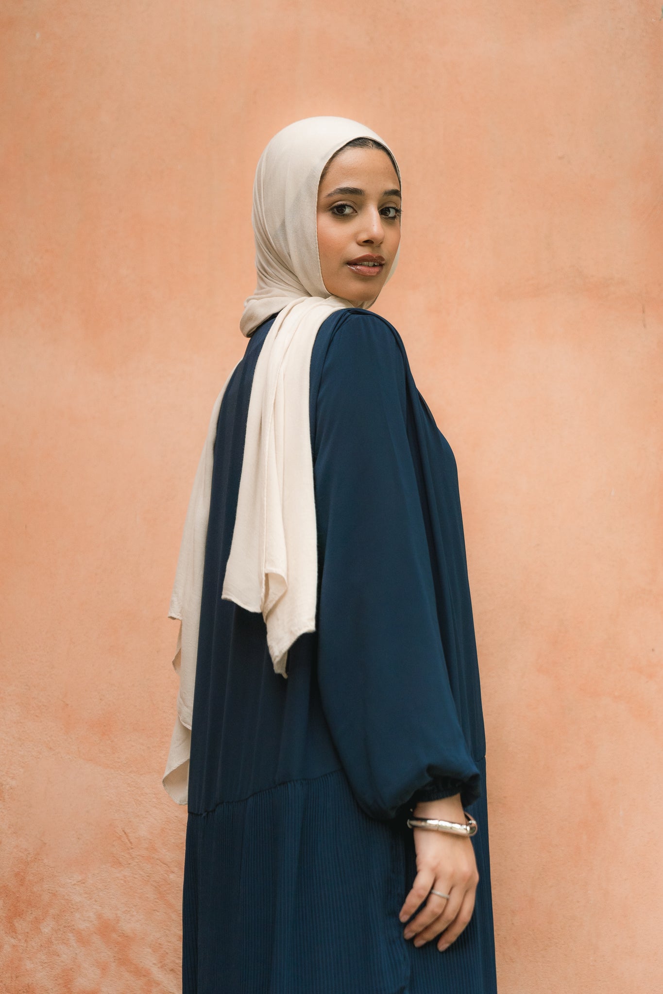 Tie-detail Pleated Dress in Blue