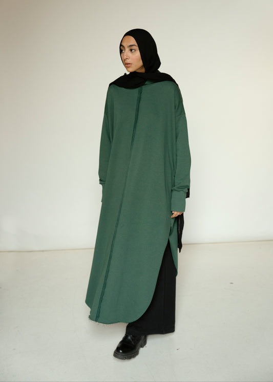 Rounded Hoodie In Green