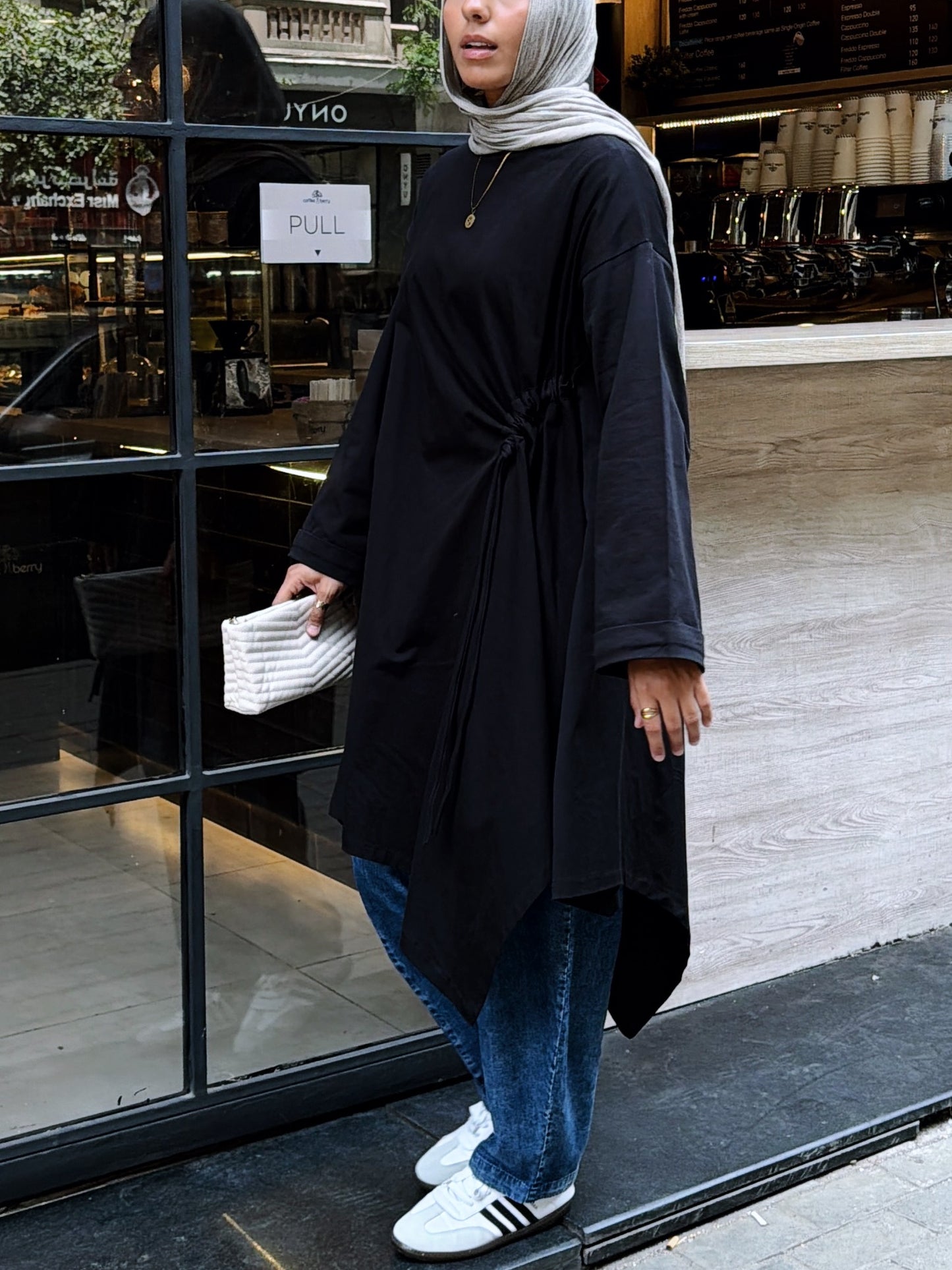 Breeze Drawstring Top In Black