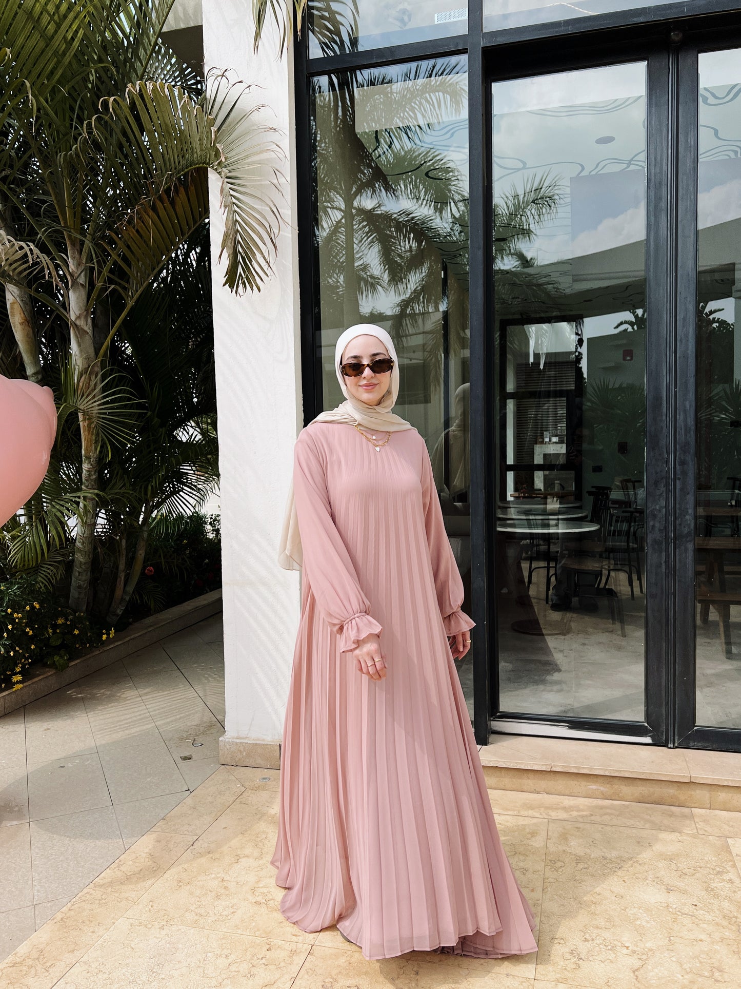 Cloach Pleated Dress In Pink
