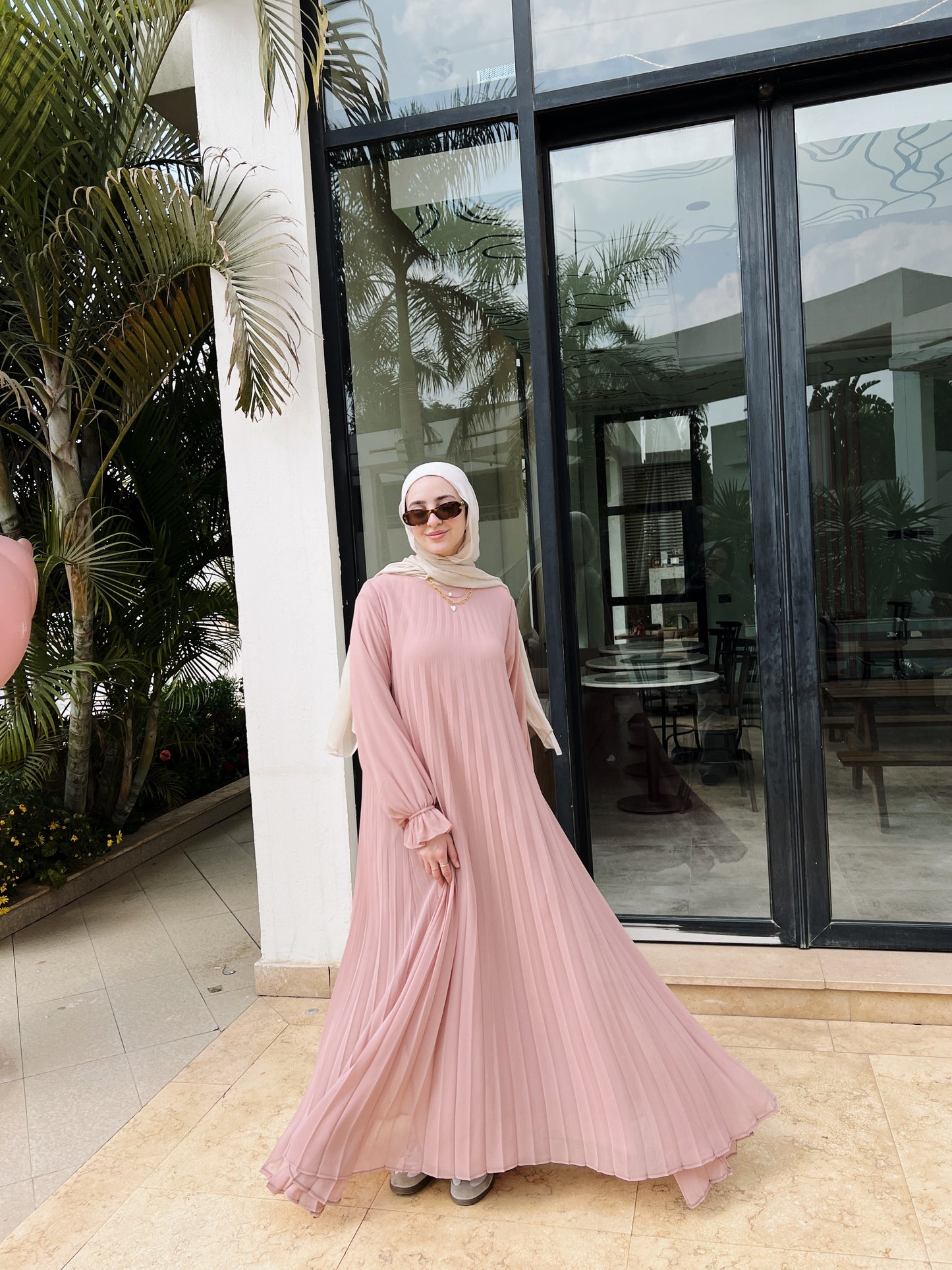 Cloach Pleated Dress In Pink