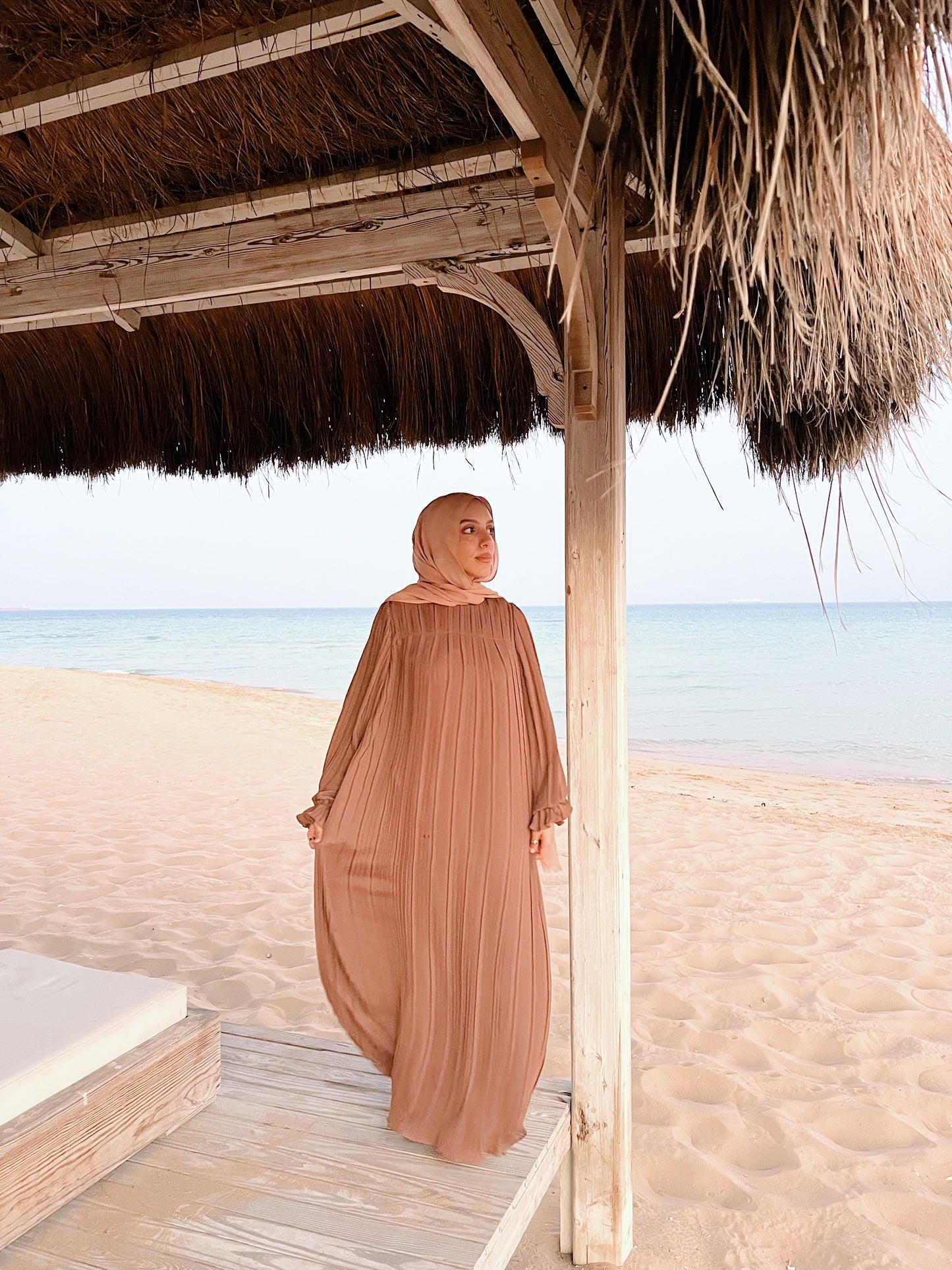 Pleated Dress In Brown
