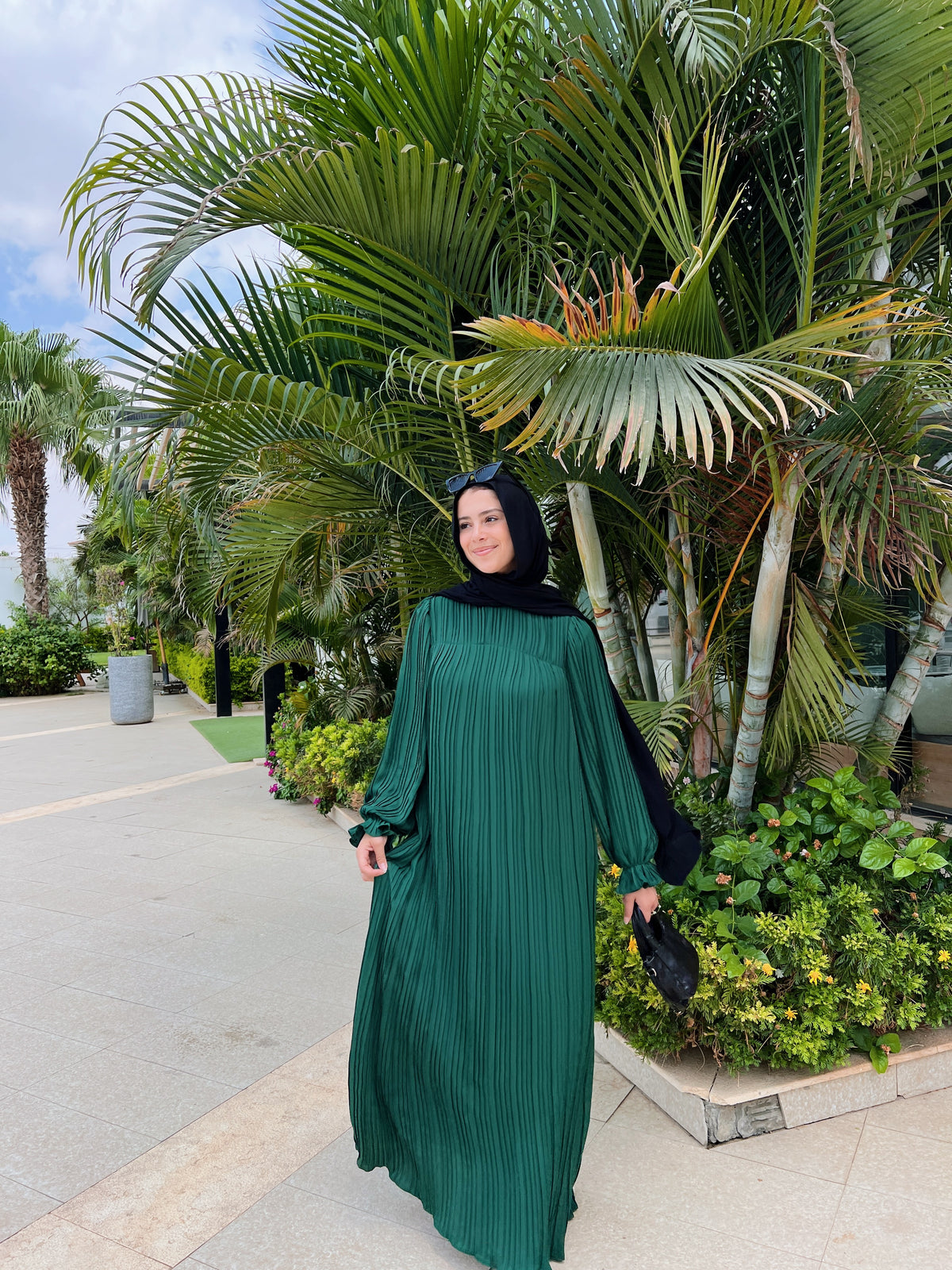 Pleated Dress In Green