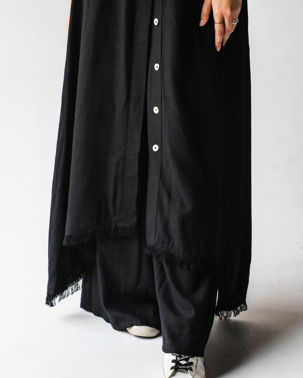 Asymmetric Linen Set In Black