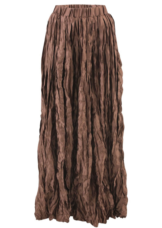 Crinckled satin Skirt In Chocolate Brown