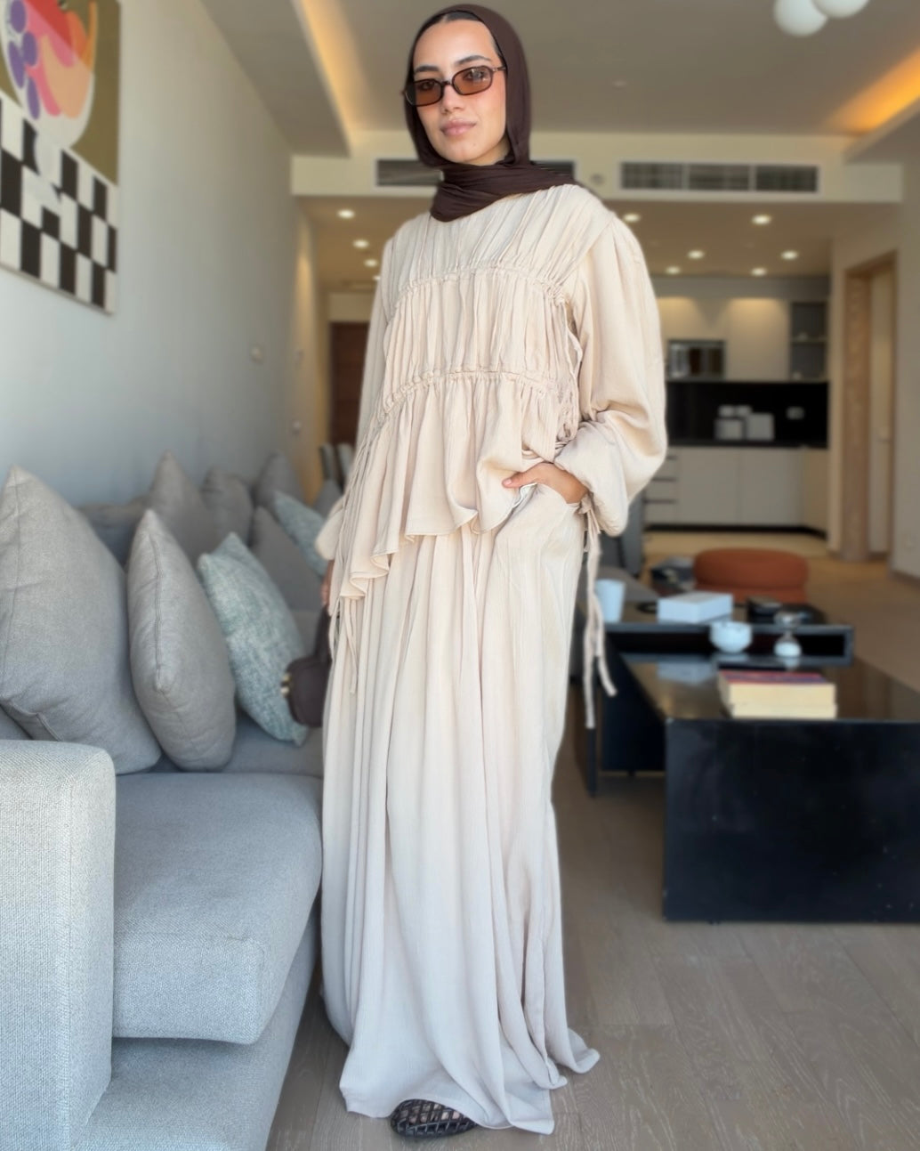 The Drape Flow Set In Beige