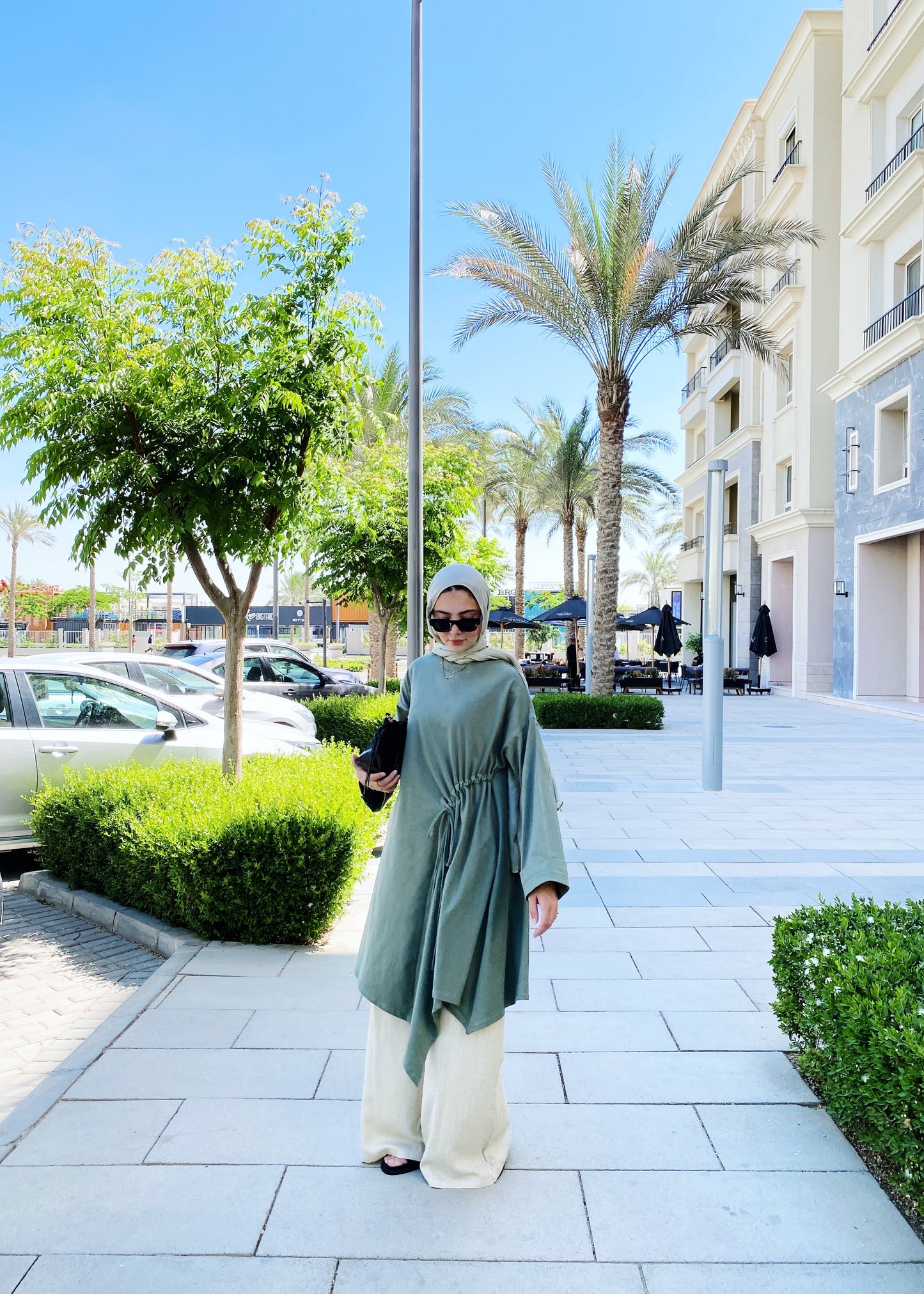 Breeze Drawstring Top In Earthy Olive