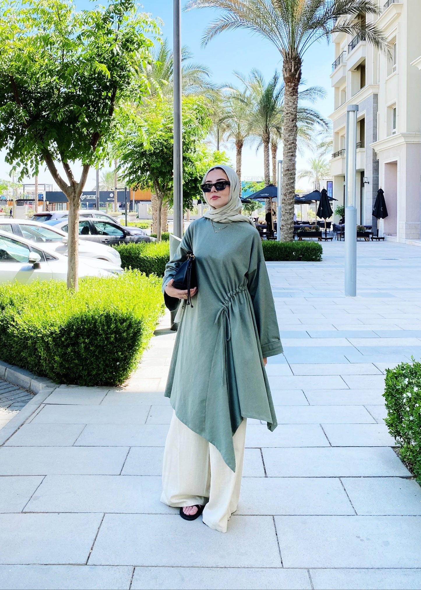 Breeze Drawstring Top In Earthy Olive