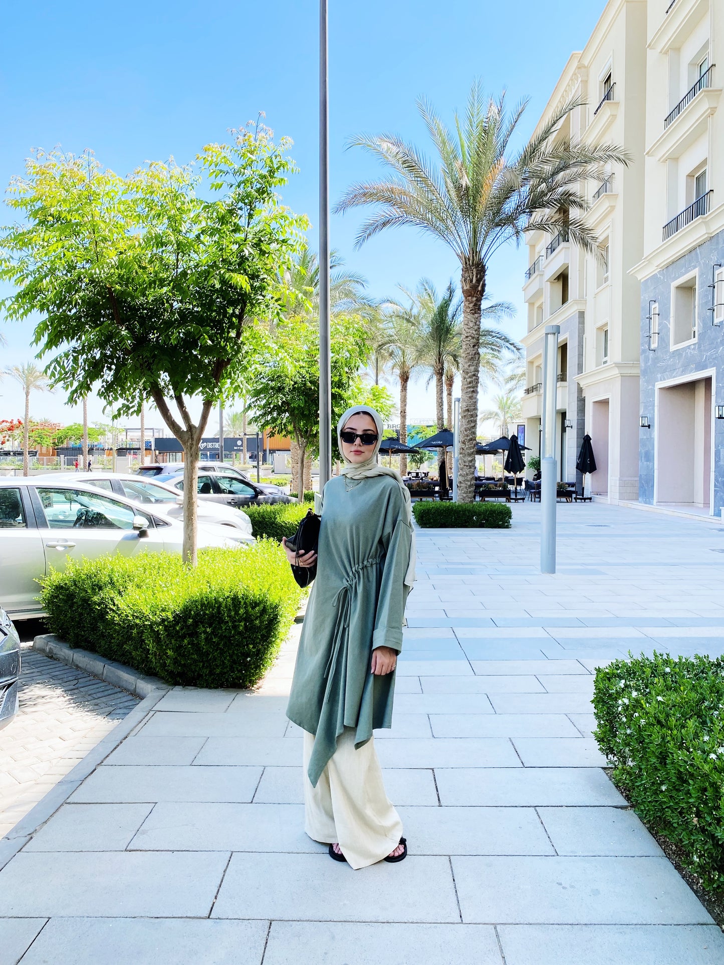 Breeze Drawstring Top In Earthy Olive