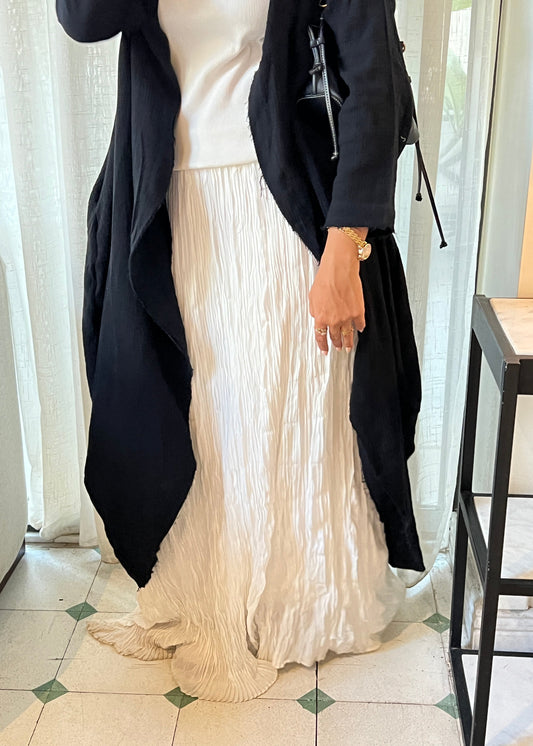 Crushed Chiffon Skirt In White