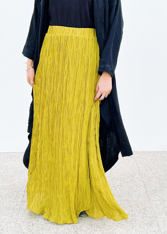 Crushed Chiffon Skirt In Apple Green