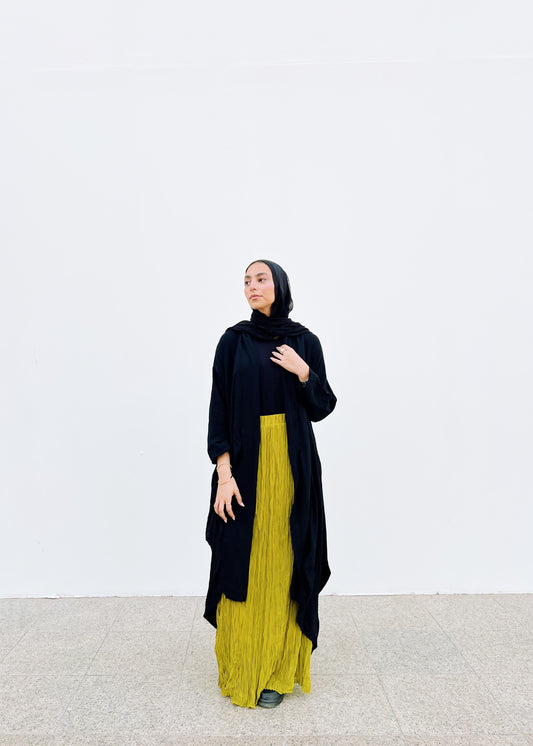 The Breezy Flow Muslin Cardigan in Black