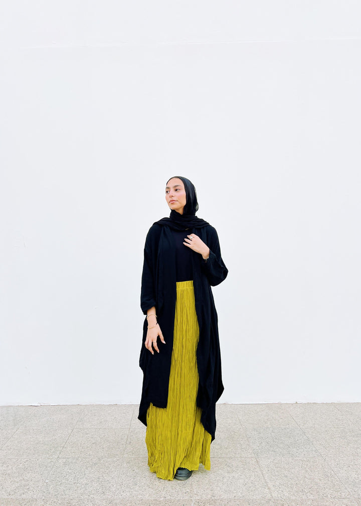 The Breezy Flow Muslin Cardigan in Black