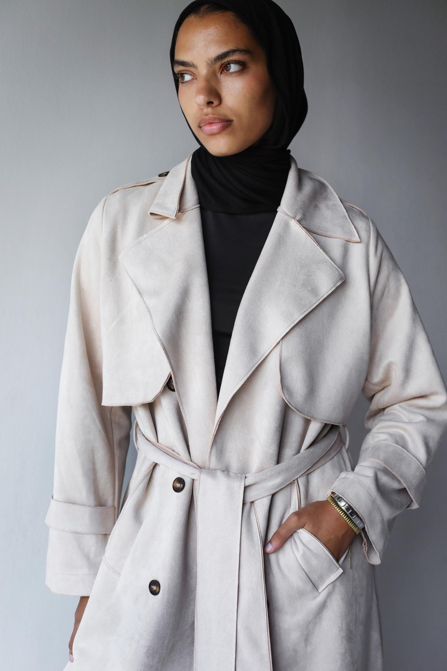 Suede Coat In Ivory