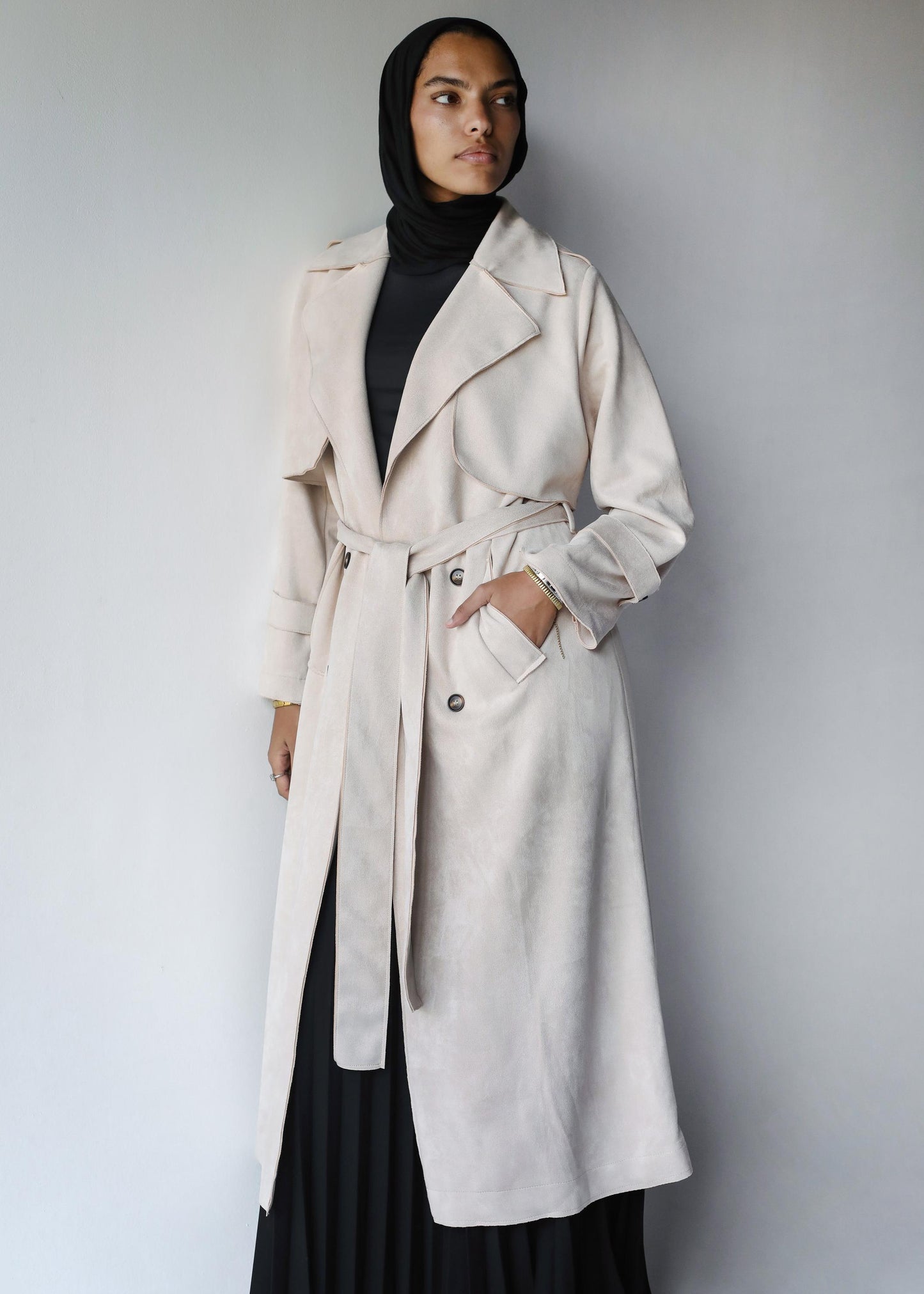 Suede Coat In Ivory