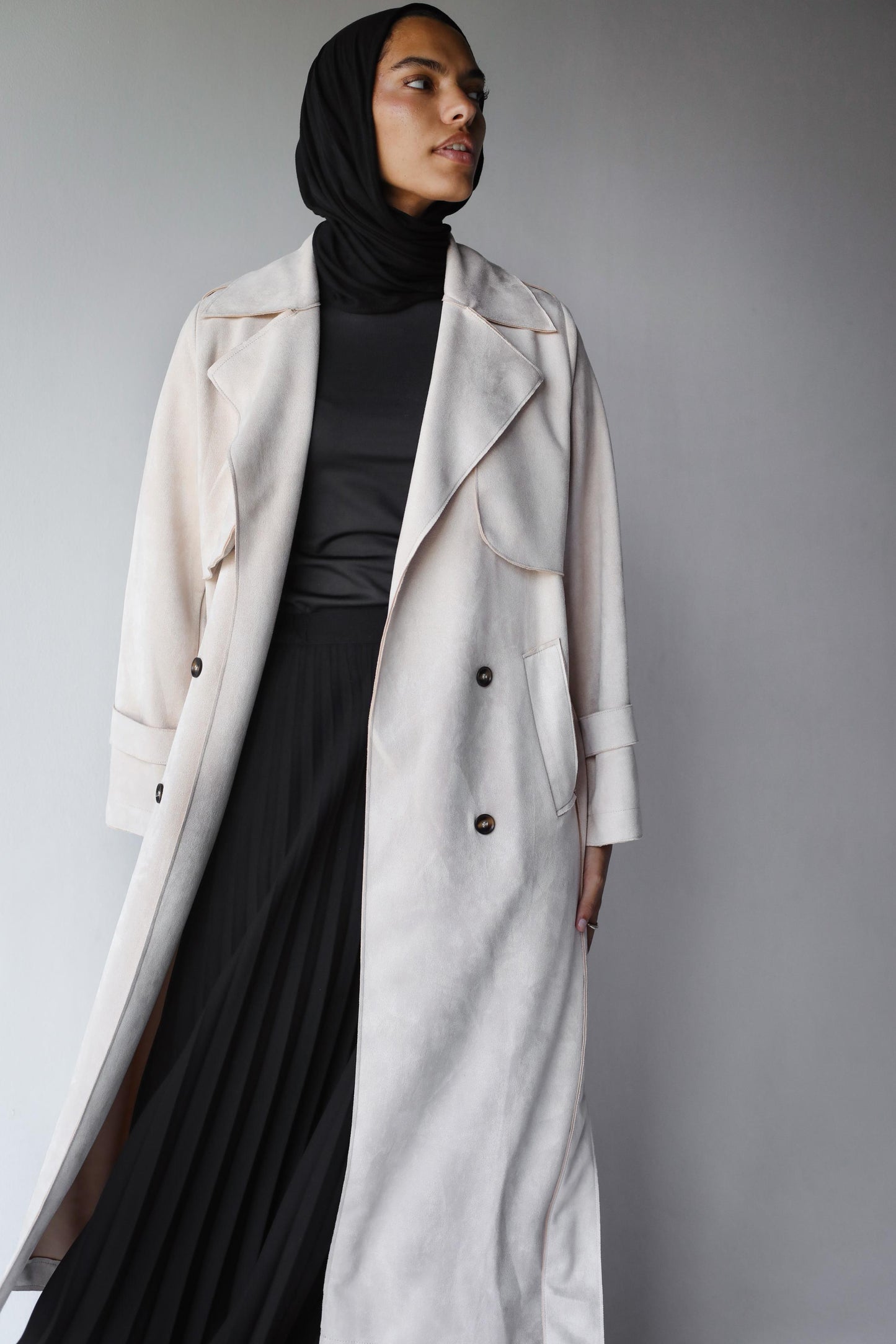 Suede Coat In Ivory
