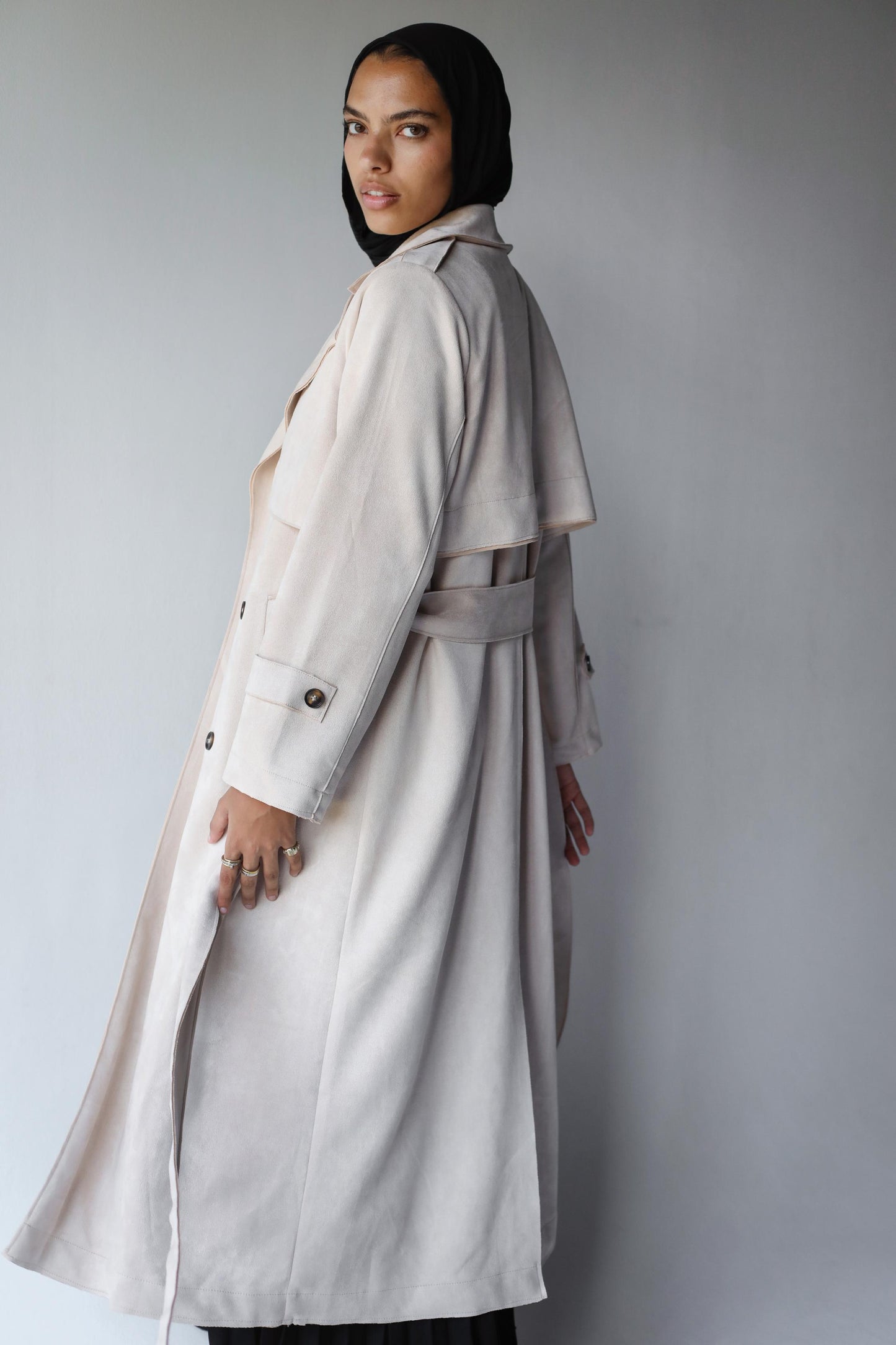 Suede Coat In Ivory