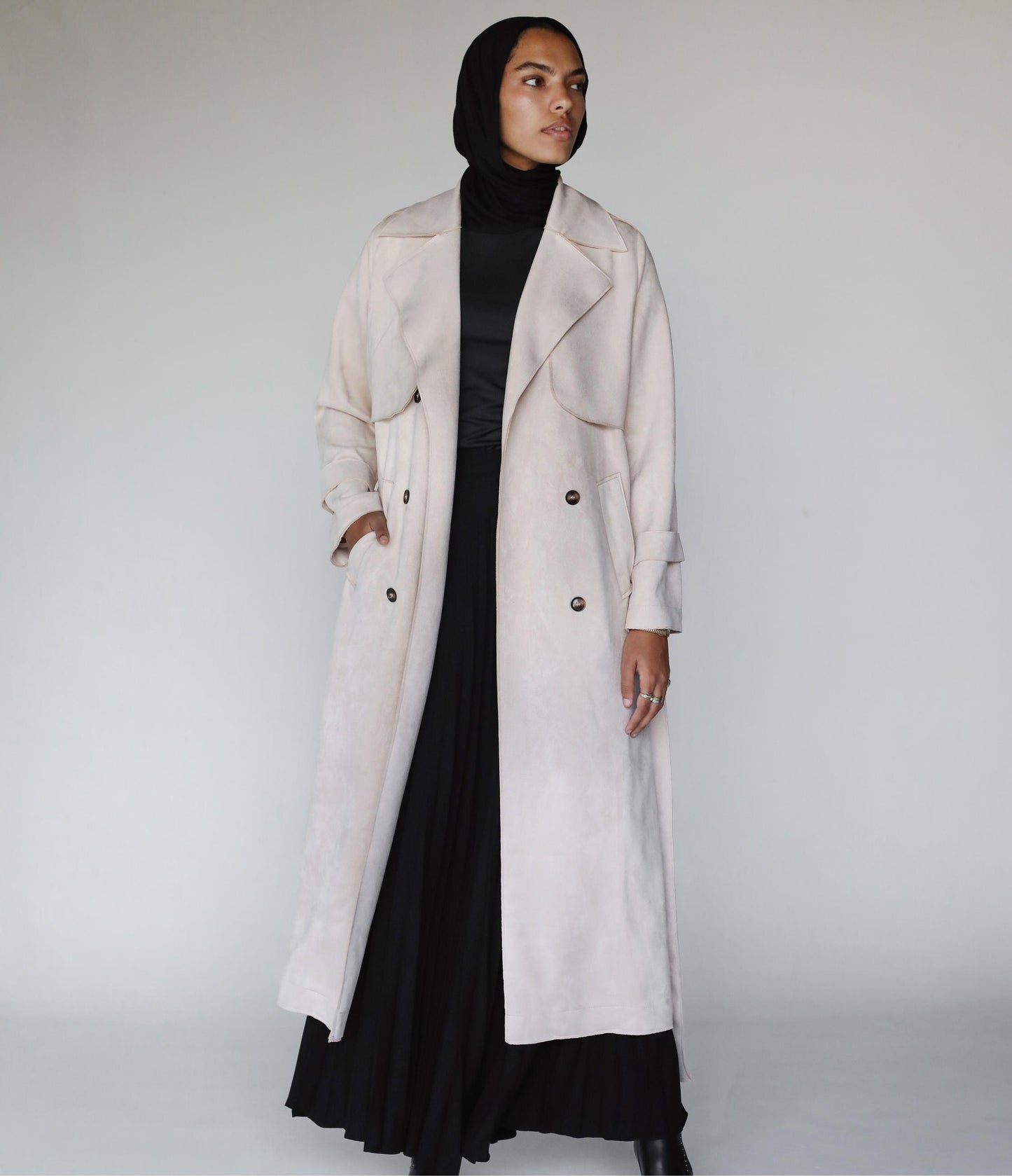 Suede Coat In Ivory