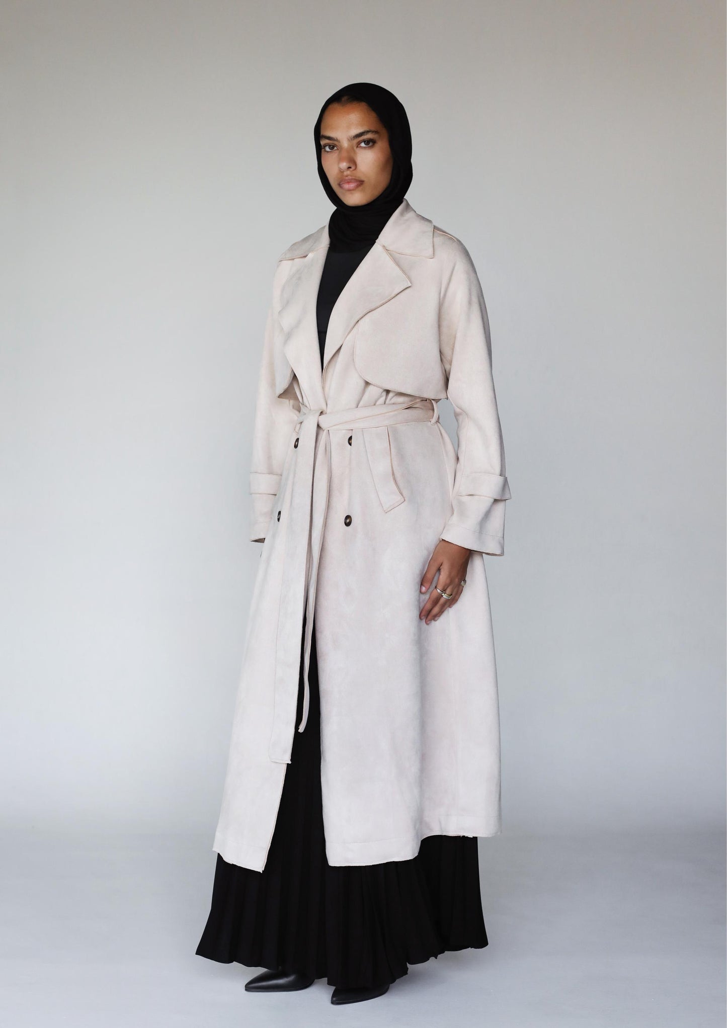 Suede Coat In Ivory