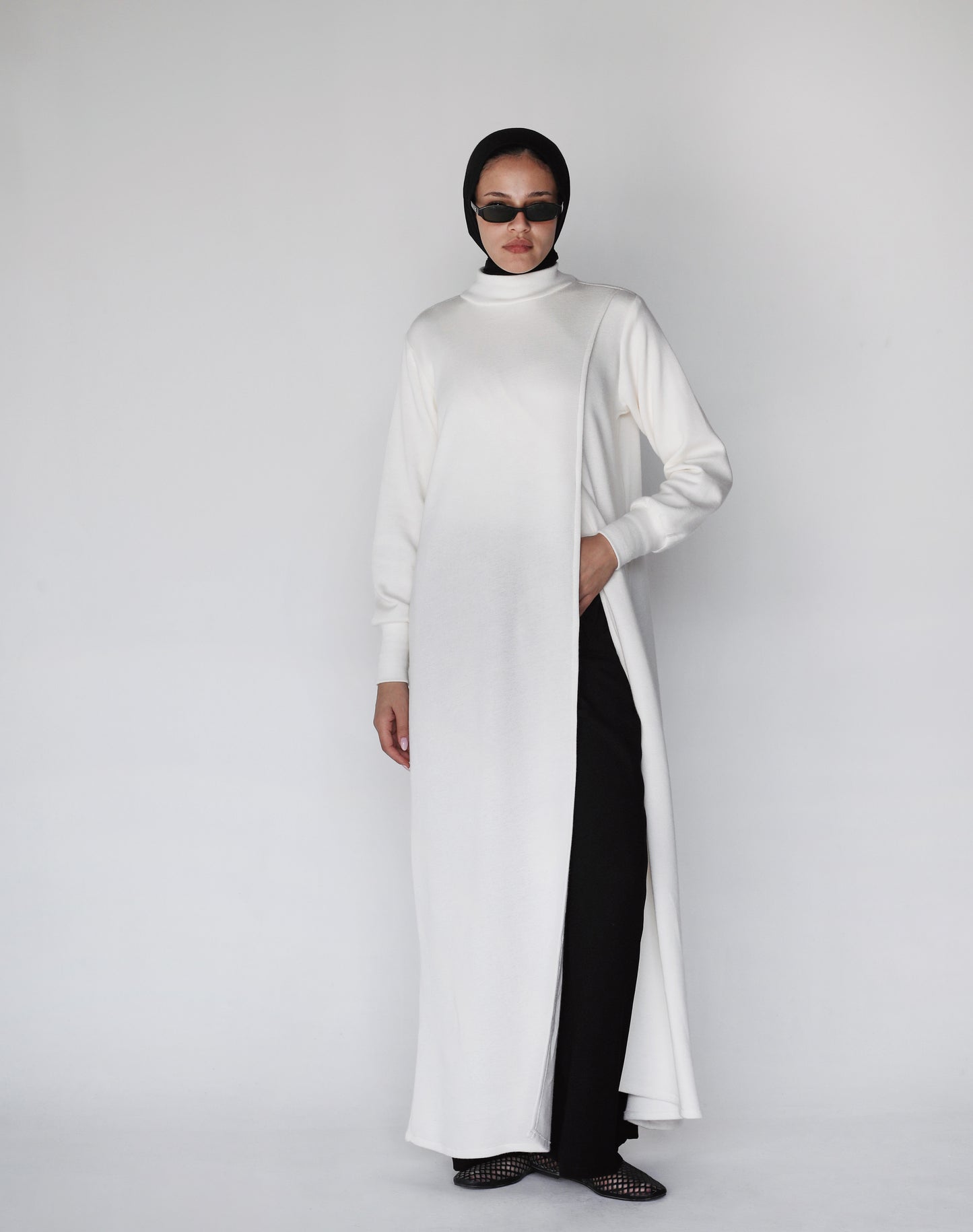 The Knit Overlap Tunic In Ivory