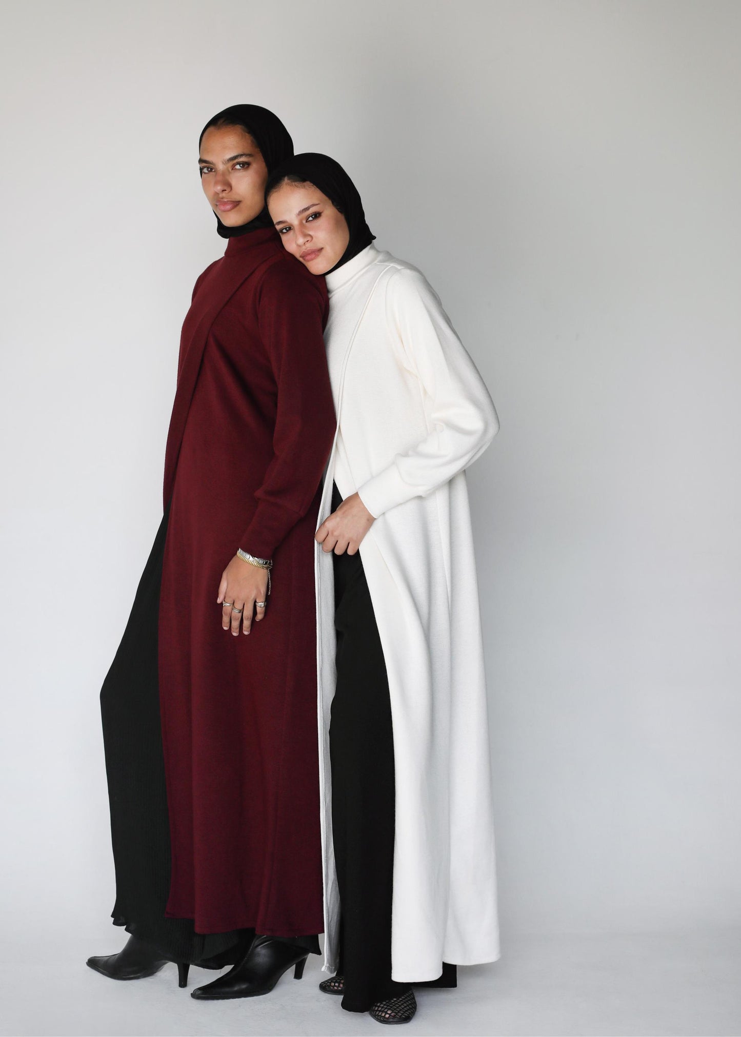 The Knit Overlap Tunic In Maroon