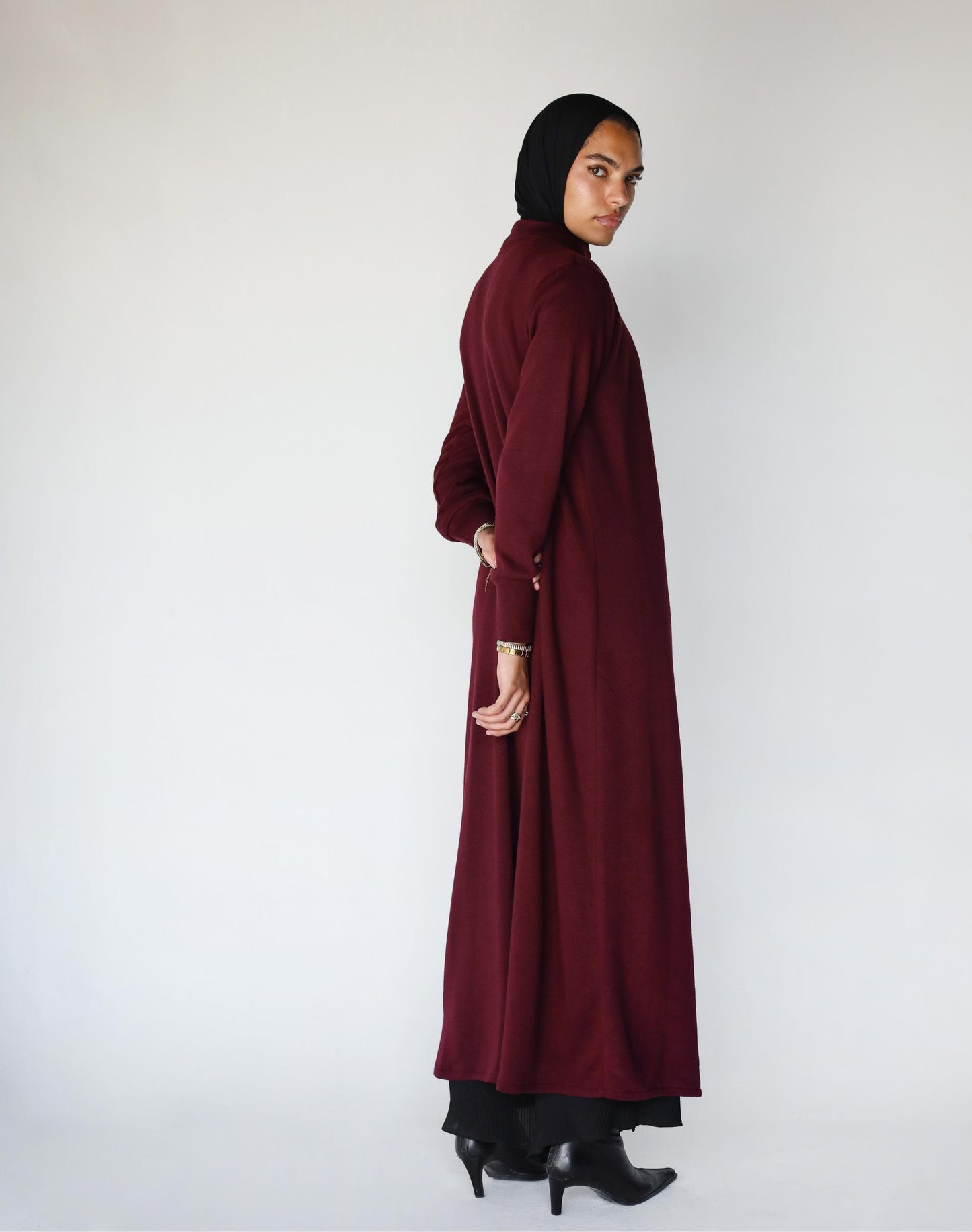 The Knit Overlap Tunic In Maroon
