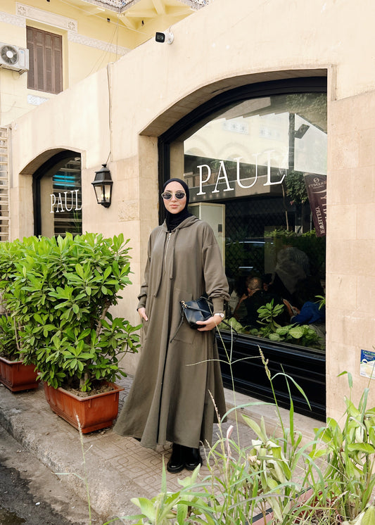 Milton Hoodie Dress In Olive