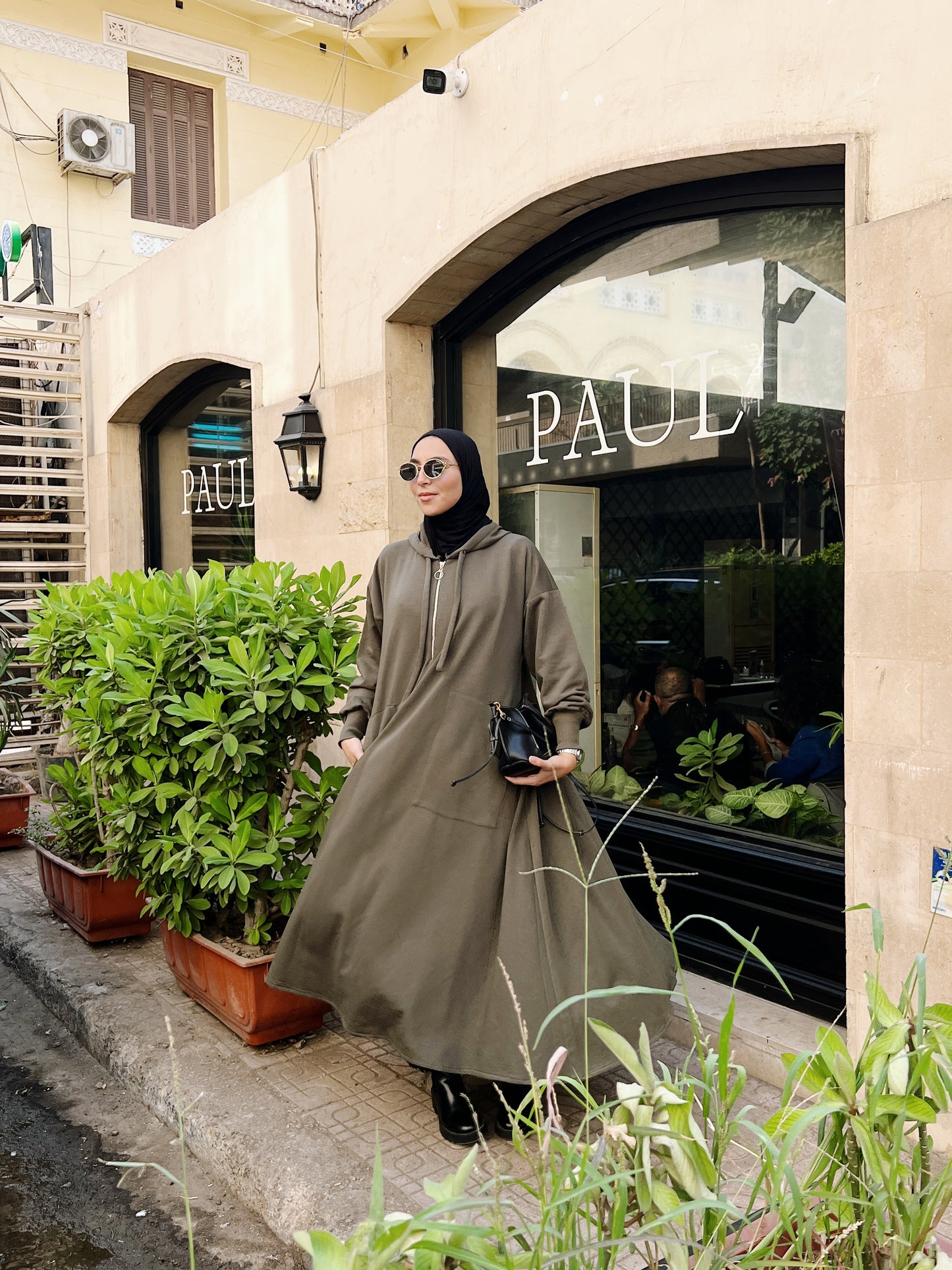 Milton Hoodie Dress In Olive