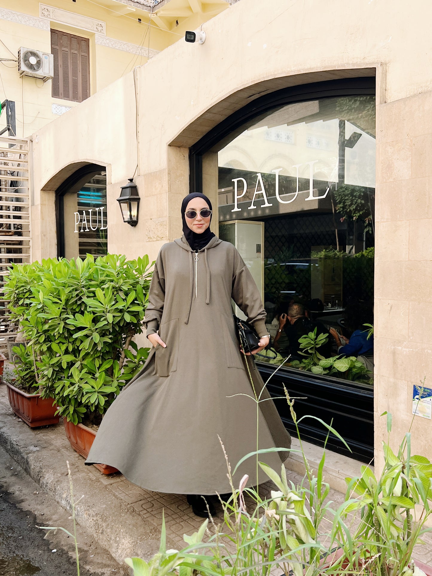 Milton Hoodie Dress In Olive