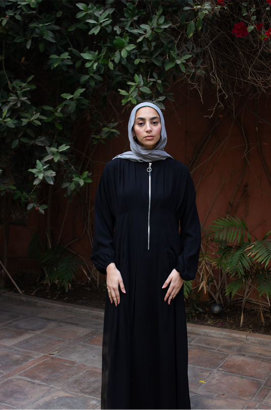 Gathered Details Zipped Abaya