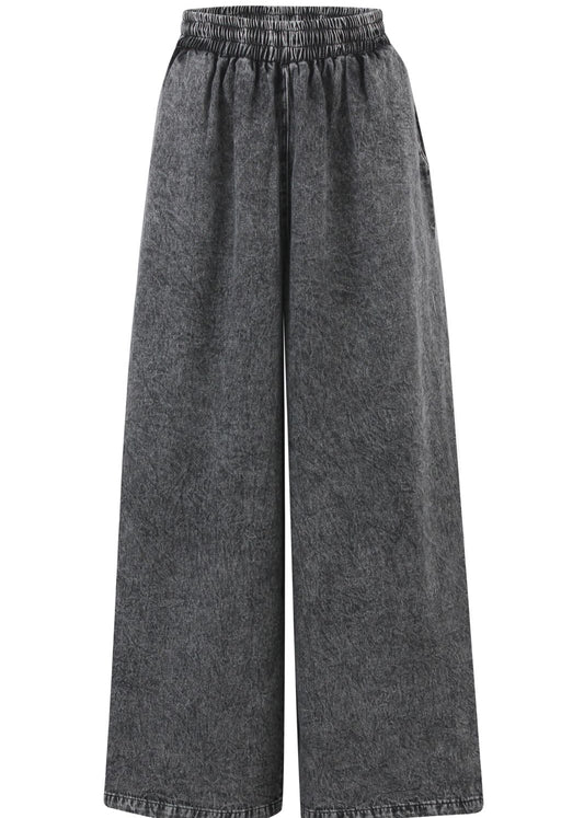 Wide Leg Black Denim Pants