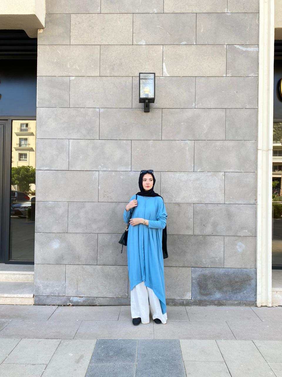 Flowy Ribbed Top In Blue