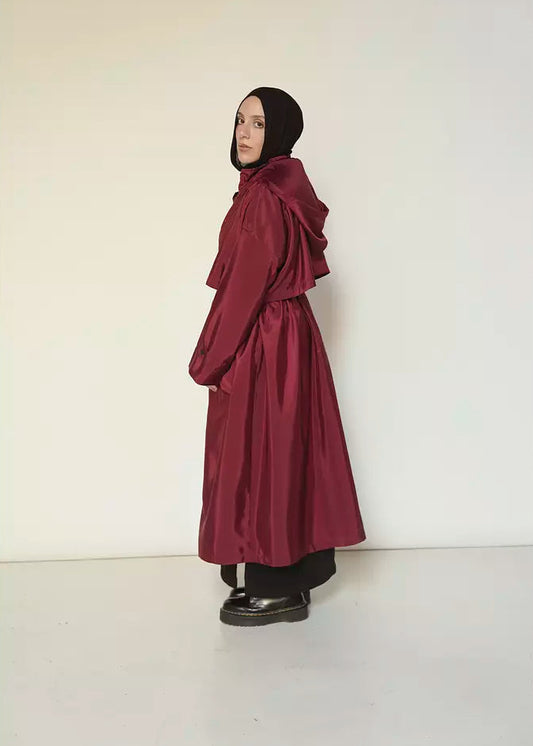 Waterproof Trench Coat in Burgundy