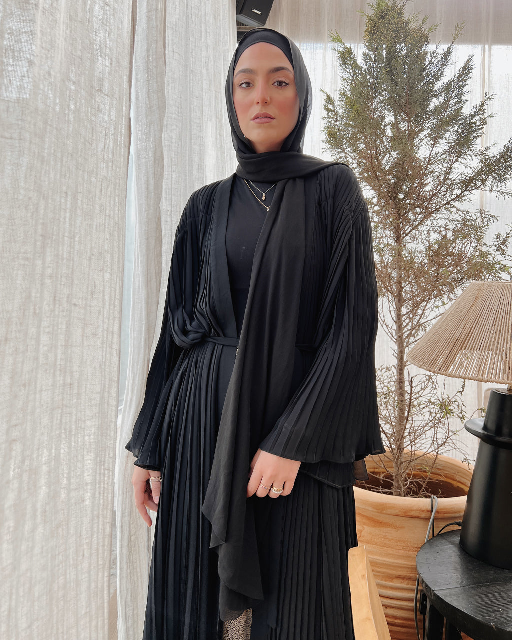 Pleated Kaftan In Black