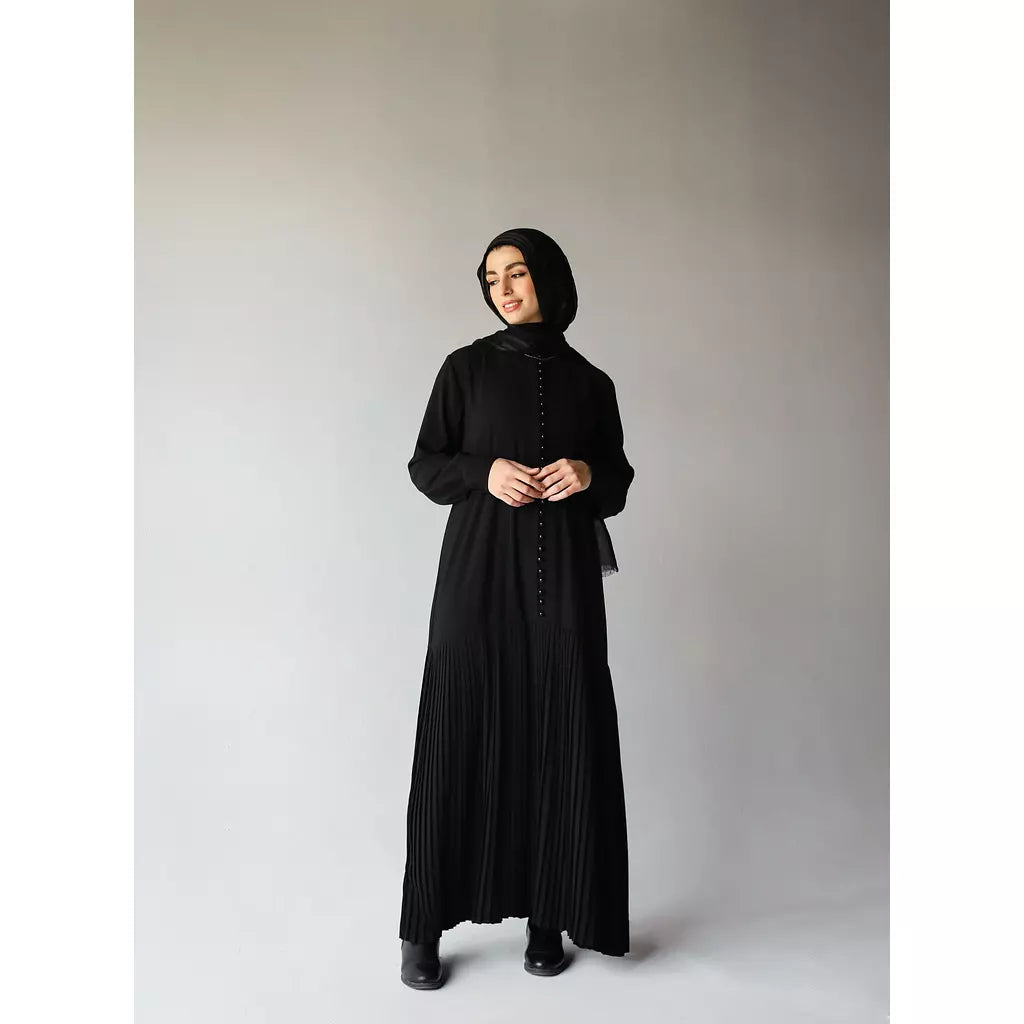 Buttoned Pleated Abaya