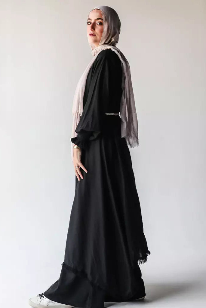 Asymmetric Linen Set In Black
