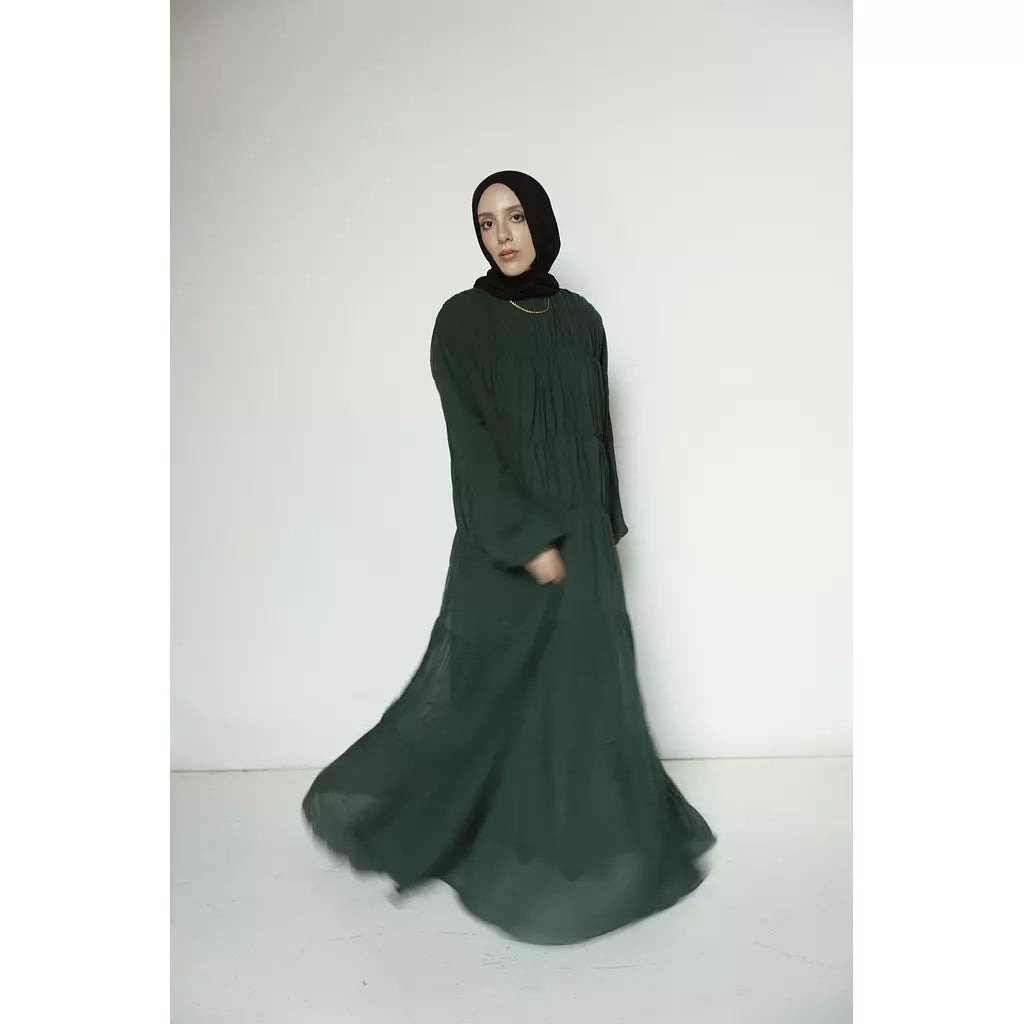 Crushed Flowy Dress in Green