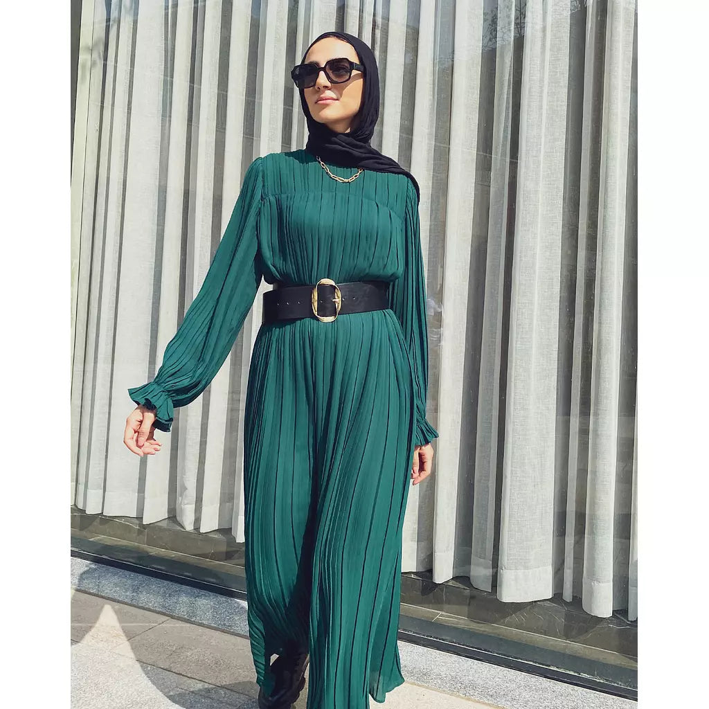 Pleated Dress In Green