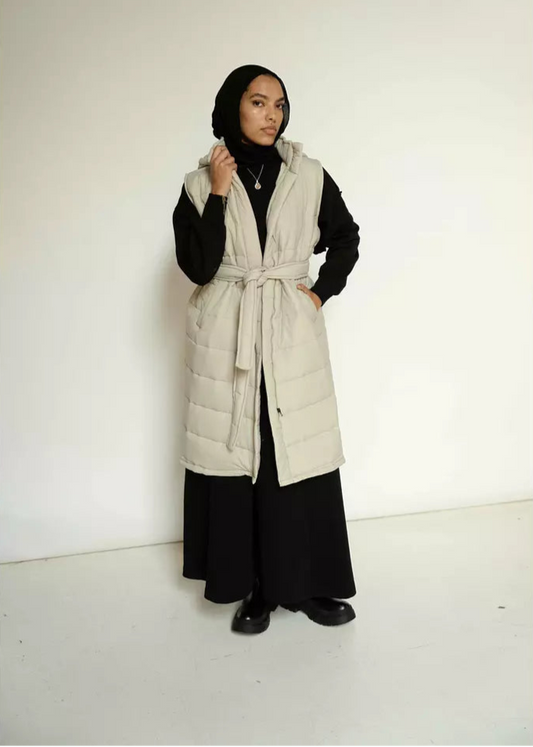 Puffer Vest In Beige