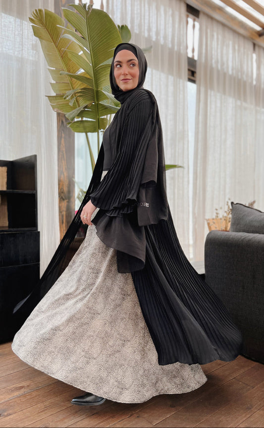 Black Pleated Kaftan