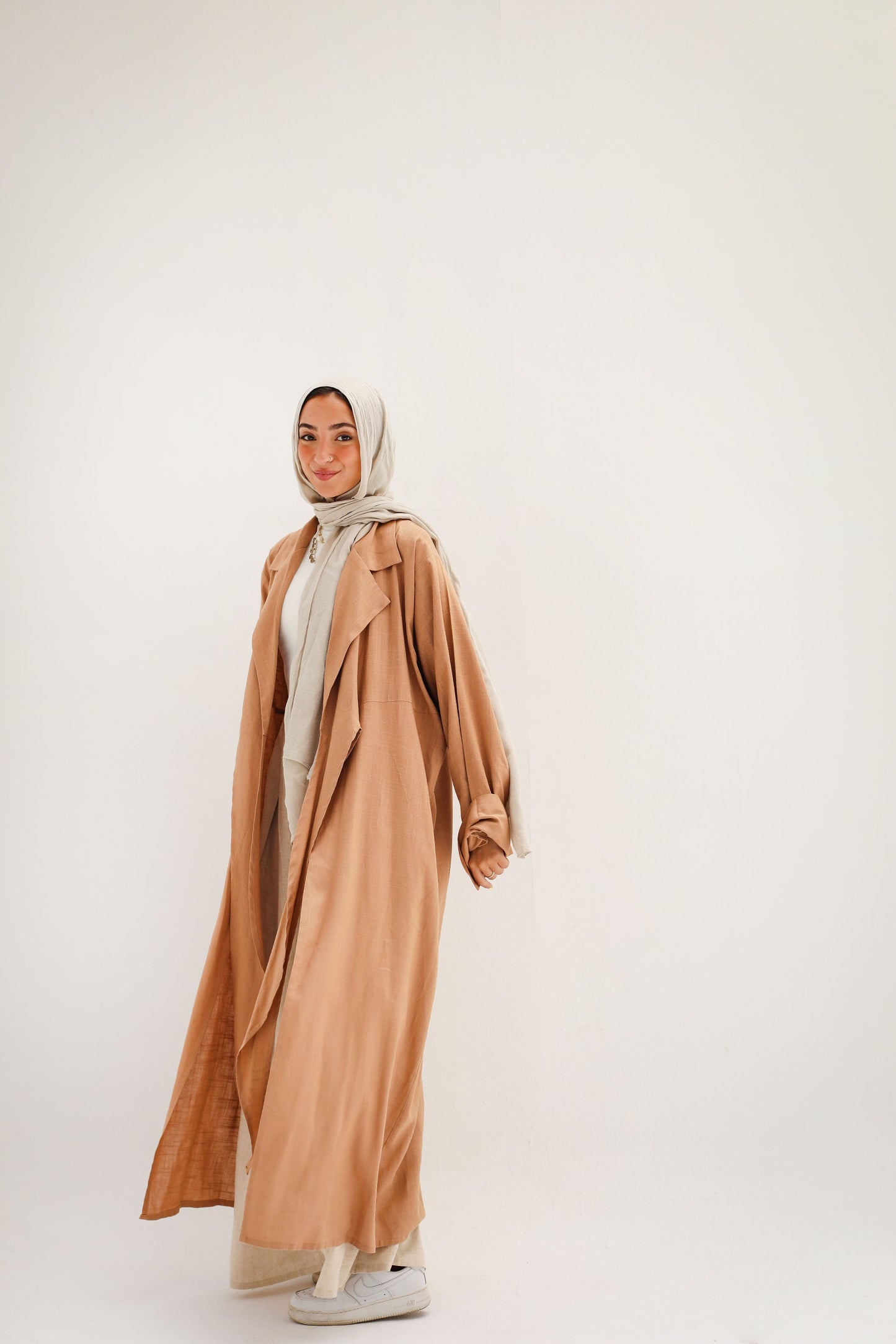 Desk-to-dinner Kimono in Camel