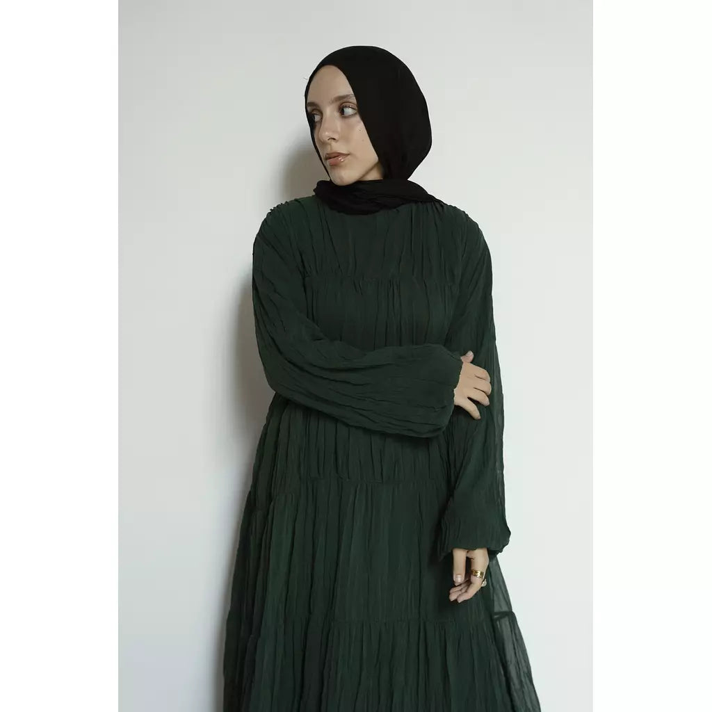 Crushed Flowy Dress in Green