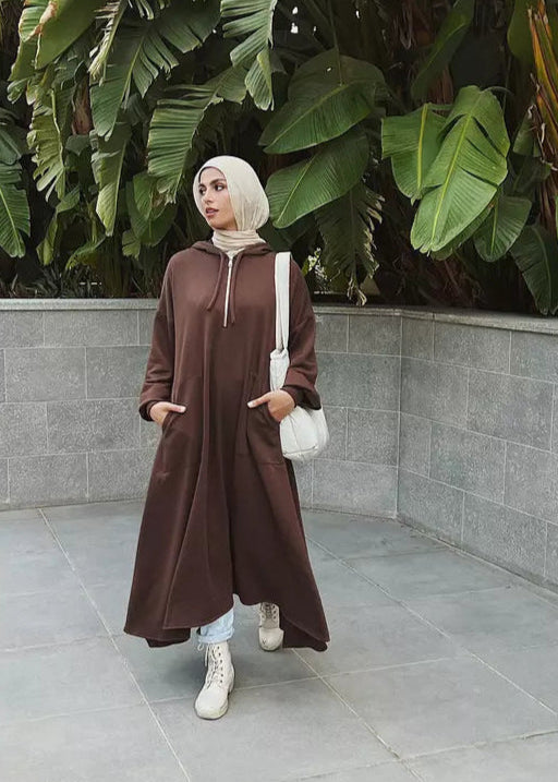 Milton Hoodie Dress In Brown